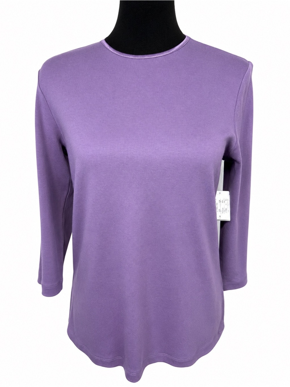 Christopher&banks Size Small Crew Neck 3/4 Sleeve 100% Cotton Lilac Top NWT